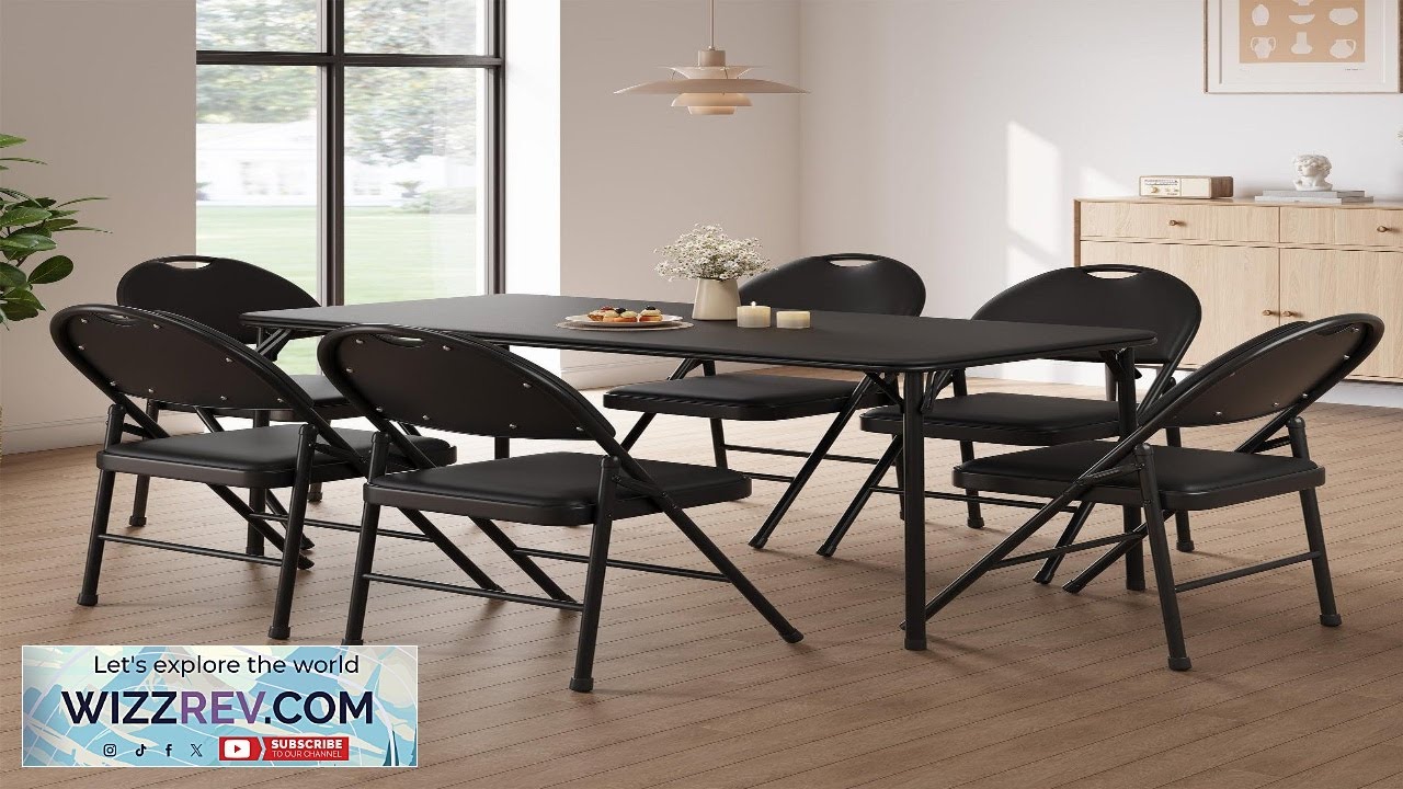 Garvee 2 Pack Folding Chairs Portable Metal Frame Padded Folding Chair Foldable