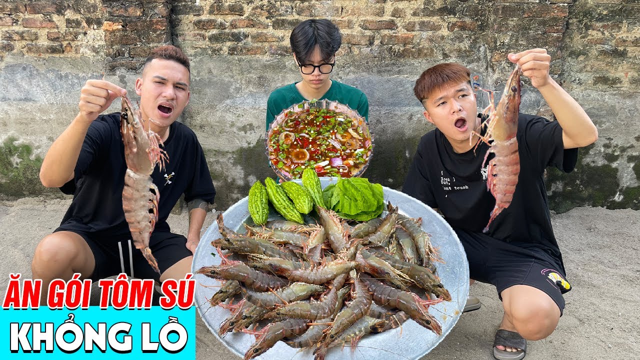 Hữu Bộ | Thử Thách Ăn Tôm Sú Khổng Lồ Chấm Siêu Cay - youtube
