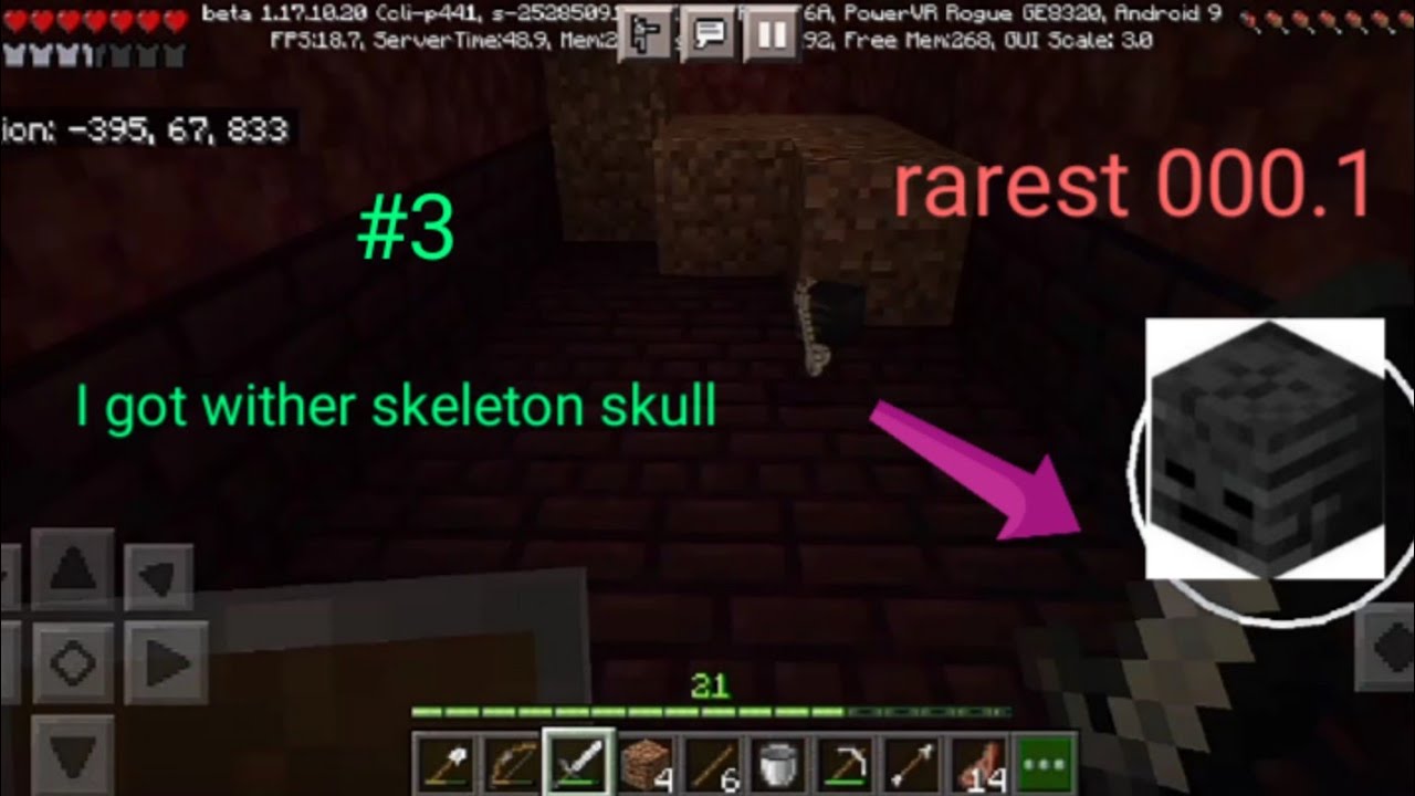 I found nether fortress and wither skeleton skull.|minecraft gameplay  #3.