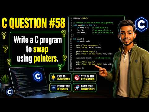 C Programming Question #58 | Swap Two Numbers Using Pointers in C