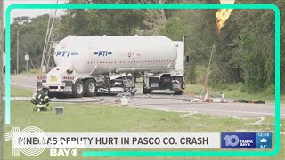 Pinellas County Sheriff's deputy seriously hurt after crash with tanker truck in Pasco County