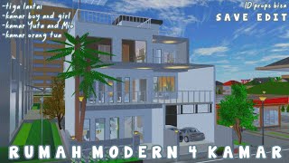 speed build RUMAH 3 LANTAI 4 KAMAR+rooftop || ID bisa SAVE EDIT || Sakura School Simulator