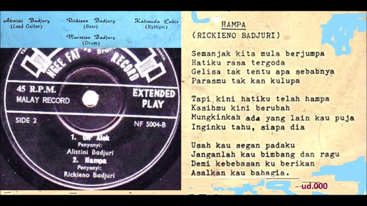 Rickieno Badjuri \u0026 The Cliffters - Hampa - akhir 1966