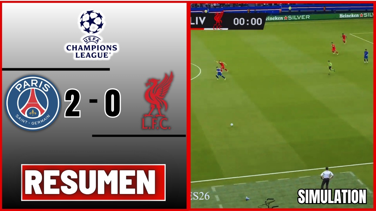 🔴 PSG 2-0 LIVERPOOL 🏆 CHAMPIONS LEAGUE 2026 RESUMEN | PARTIDO SIMULADO