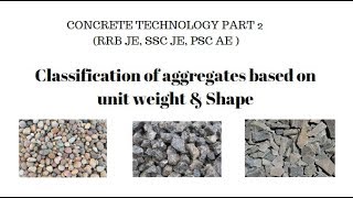 classification of aggregate based on shape & unit weight RRB JE,SSC JE
