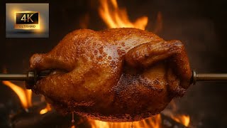 4K “Relaxing Open-Fire Rotisserie Chicken with Soothing Firelight, a Gentle Slow-Roast Ambience. screenshot 5