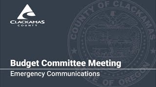 Emergency Communication Budget Presentation 2019
