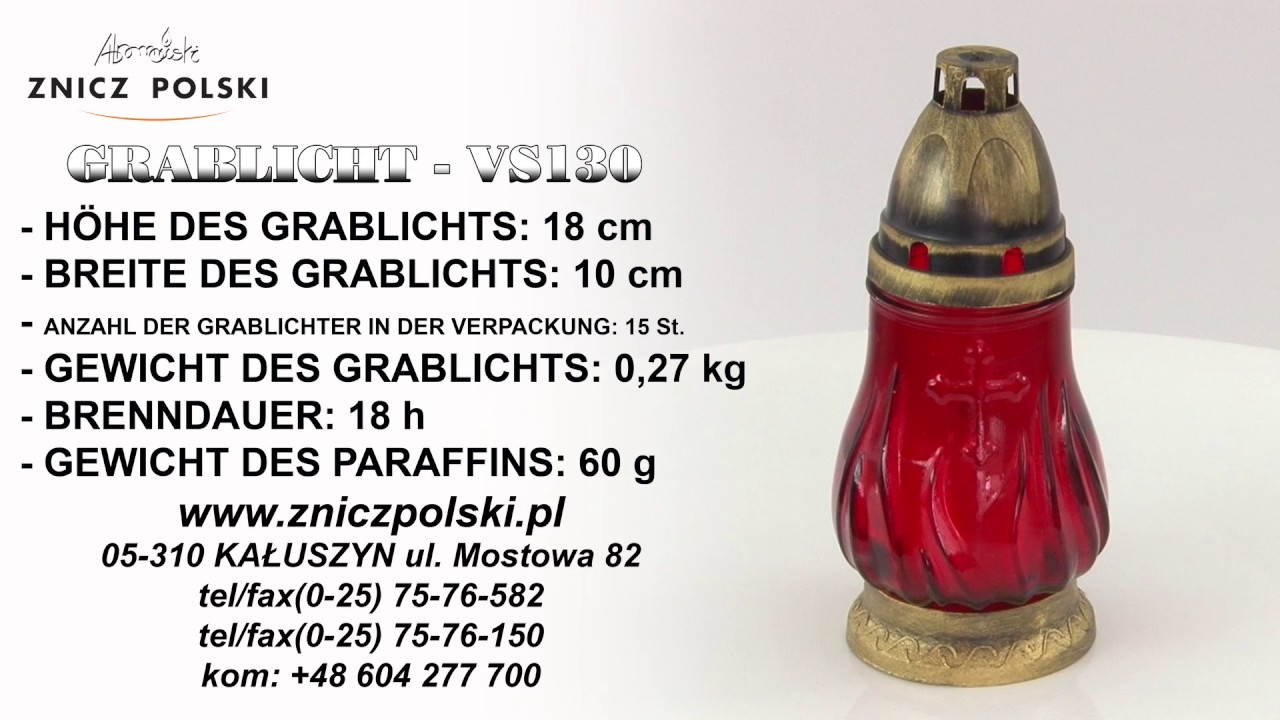 Online-Großhandel mit Grablichtern - Grablampen - VS130 RED - Kerzen für Trauerfeier