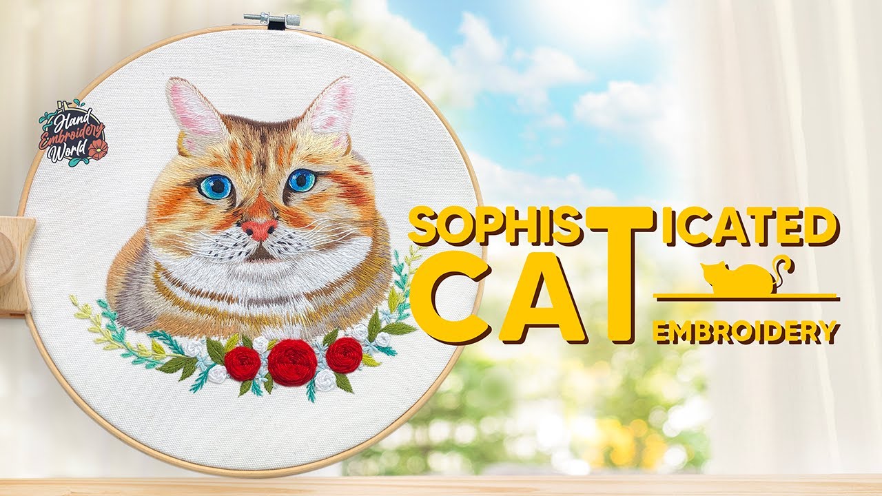 Sophisticated Cat Embroidery - Embroidery Art