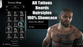 Assassin's Creed Valhalla ALL Tattoos Hair and Beards (All Customization Options 100%) 4K HD