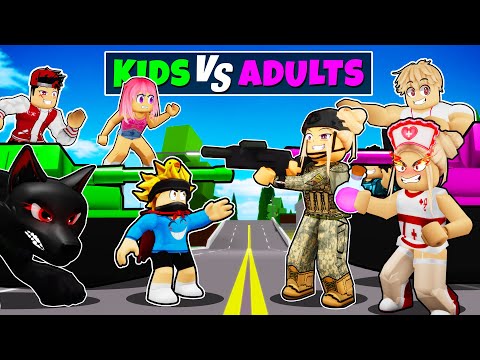 KIDS VS ADULT WAR in Roblox BROOKHAVEN RP!!