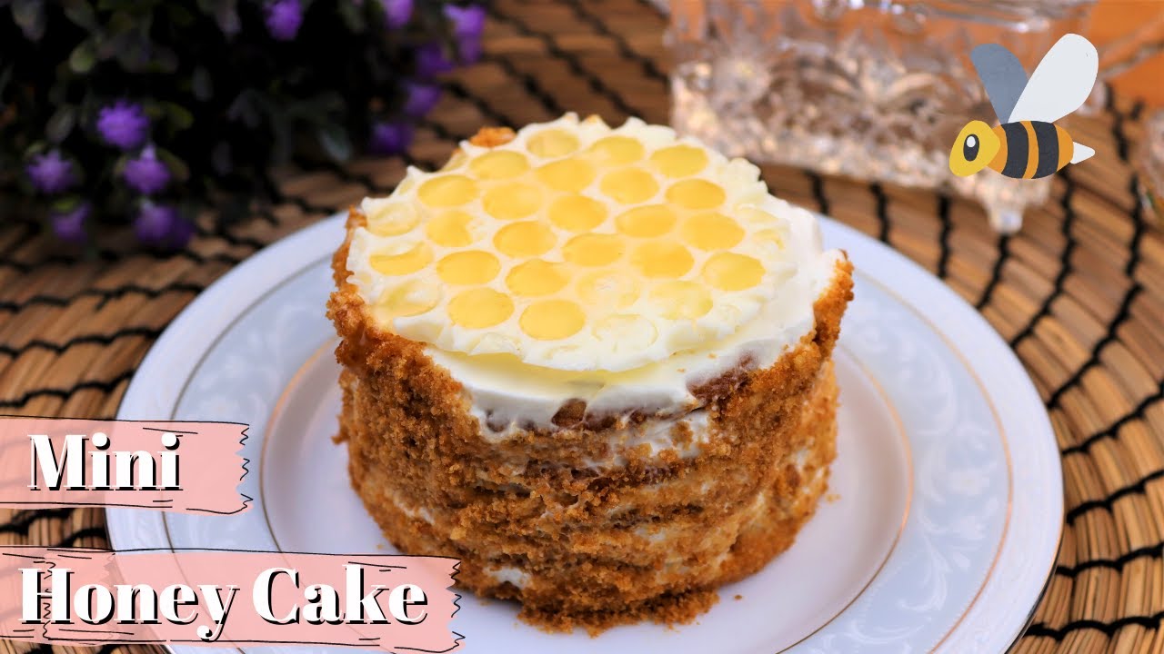 Mini Russian Honey Cake Recipe 🍯 Frosting Using Sour Cream | Chocolate Honey Comb