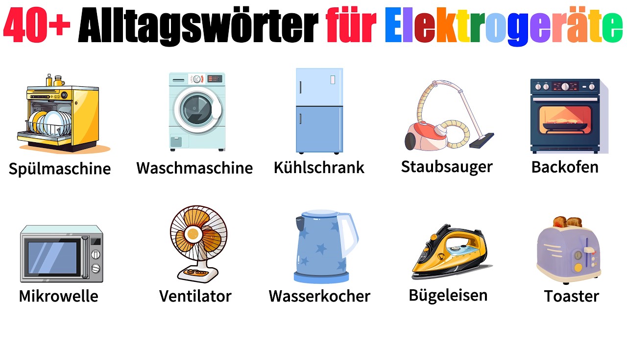40+ Alltagswörter für Elektrogeräte | A1-B1 | Deutsch Lernen | Deutsch für Anfänger