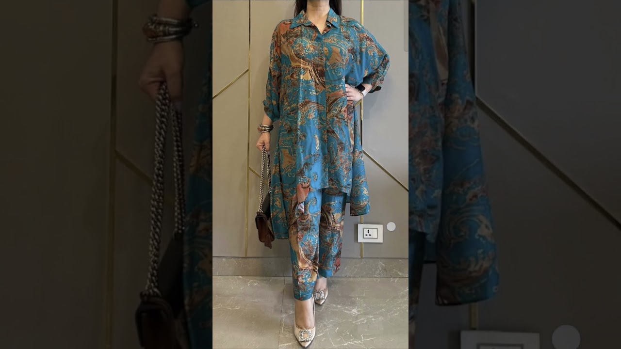 two piece printed suit design 