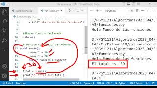 Python: Uso de funciones con o sin parámetro, con o sin retorno de valor #python
