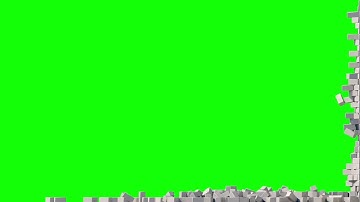 Brick wall breaking side green screen