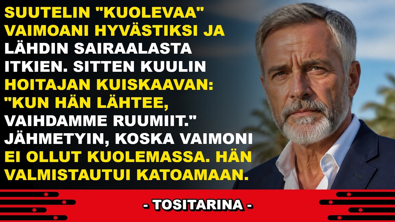 Tasan viisi minuuttia sen jälkeen, kun olin nauhoittanut jäähyväisviestin kuolevalle vaimolleni, kuulin hoitajan nauravan käytävällä: ”Kuvittele kuulla miehesi sanovan rakastavansa sinua...