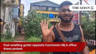 Foul-smelling gutter opposite Curchorem MLA office draws protest