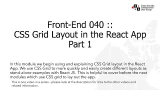 Front-End 040 ::CSS Grid Layout in the React App Part 1