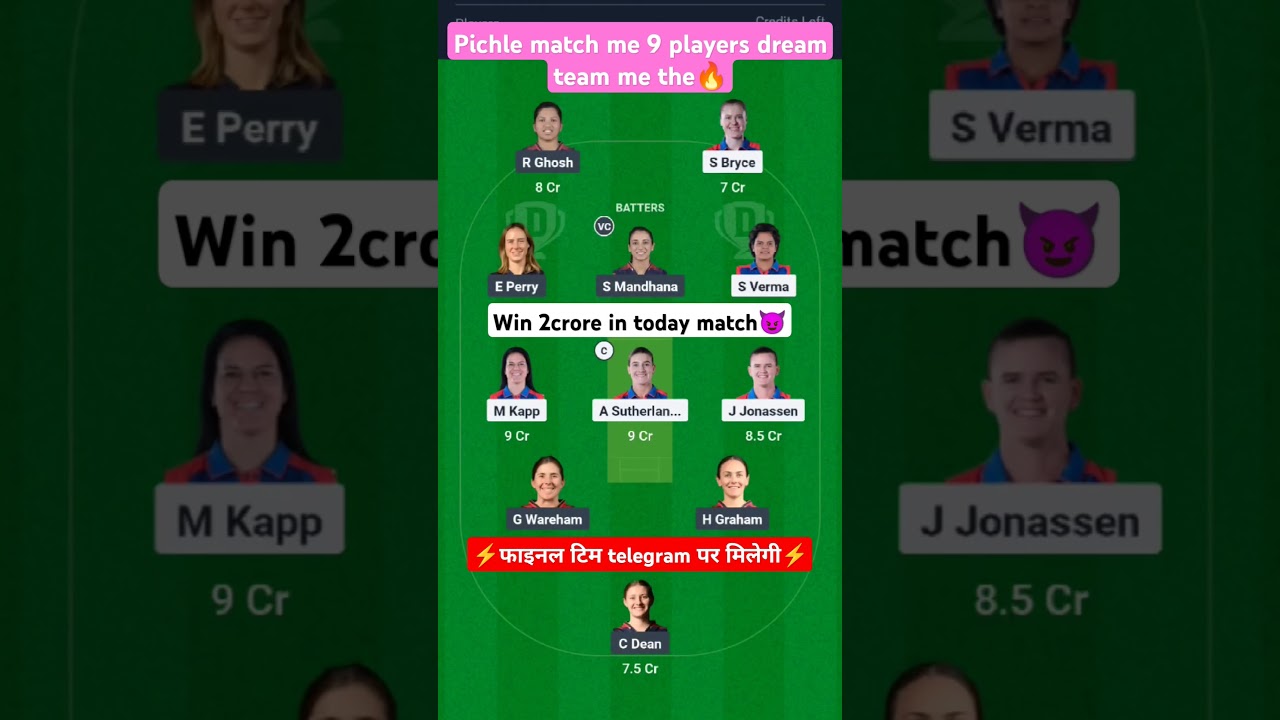 DC-W vs RCB-W Today Dream11 prediction team Delhi Capitals Women vs Royal Challenger Bangalore Women