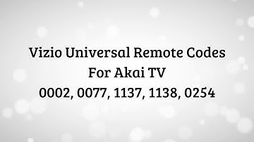 Vizio Universal Remote Codes