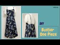 DIY Bustier Dress to wear casually|뷔스티에 원피스 만들기|easy pattern|Summer Dress |간단한 패턴|끈나시|옷만들기|ビスチェワンピース