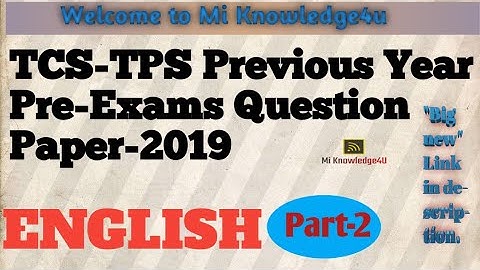 TCS-TPS Previous Year Pre-Exams Question Paper-2019 |Part-2| #miknowledge4u
