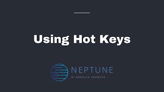 Using the Hot Keys in Neptune