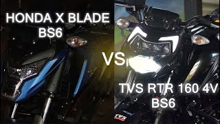 Honda X Blade Bs6 VS RTR Apache 160 4V Bs6 || 2020 ||