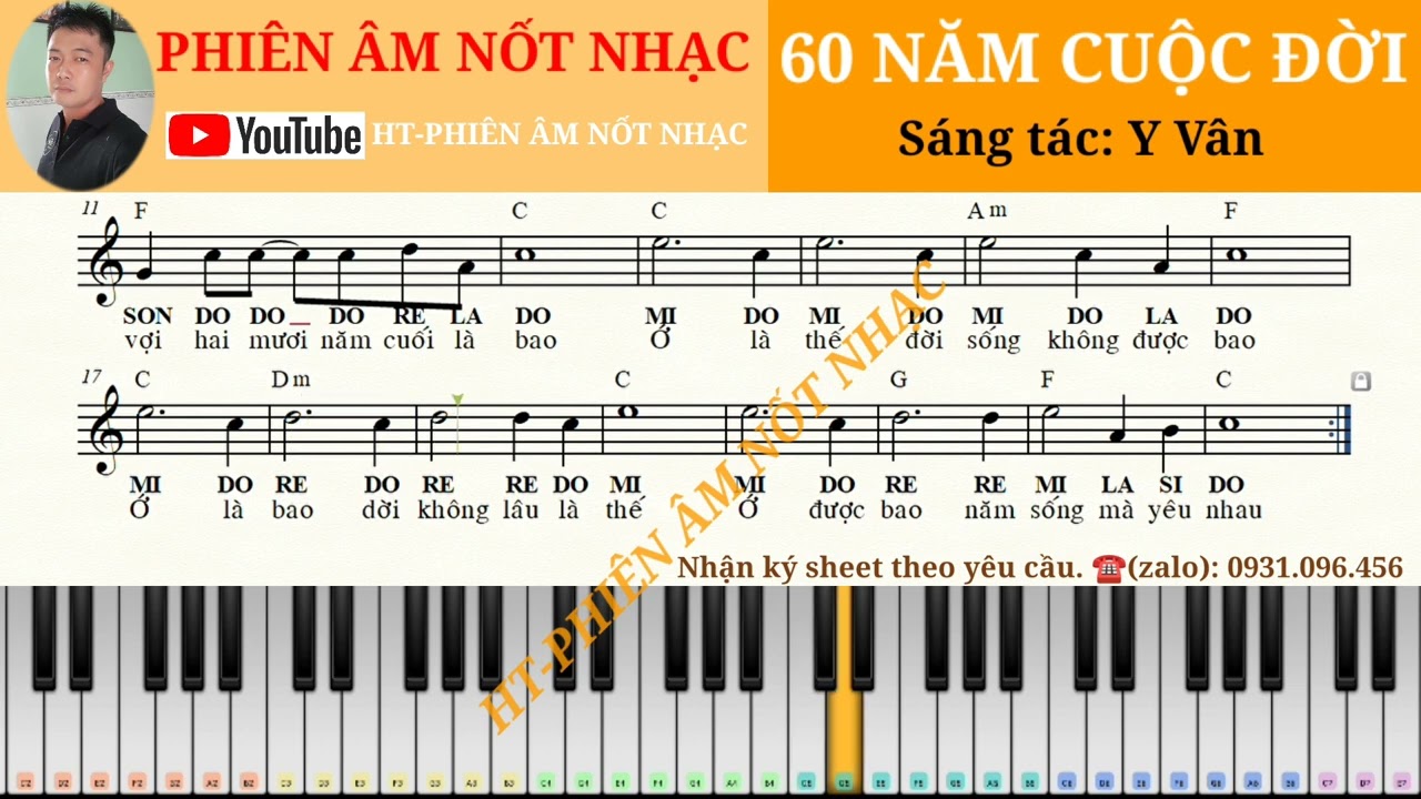 CẢM ÂM |60 NĂM CUỘC ĐỜI| PHIÊN âm NỐT nhạc. Sheet... - youtube