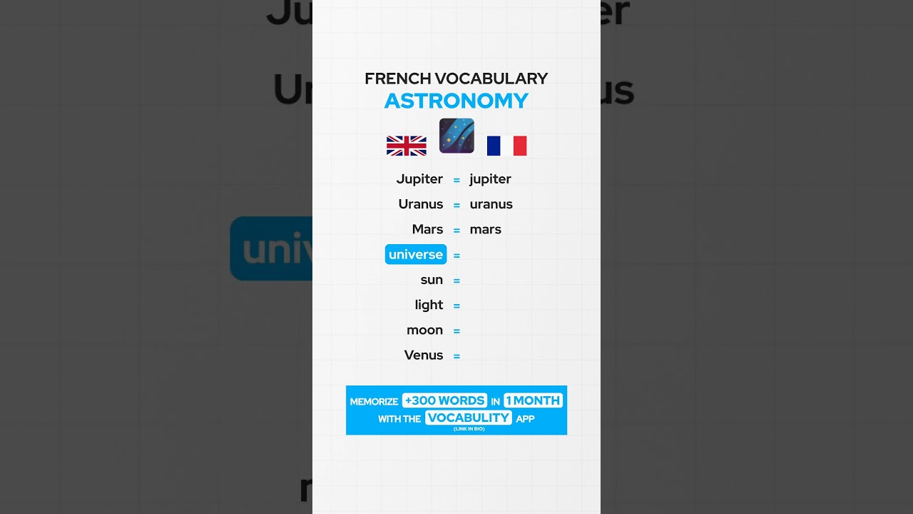 Astronomy French Vocabulary 🇫🇷