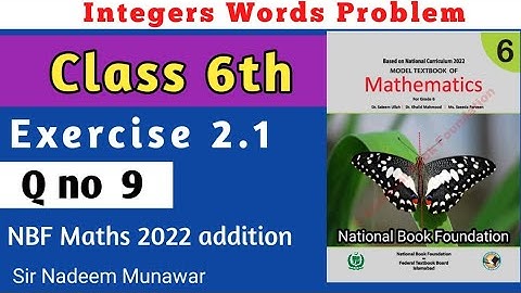 Class 6 Exercise 2.1 Q no 9 NBF Maths Ex 2.1 Federal Board Sir Nadeem Munawar