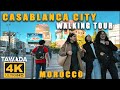 Casablanca city walking tour  morocco 4k u.