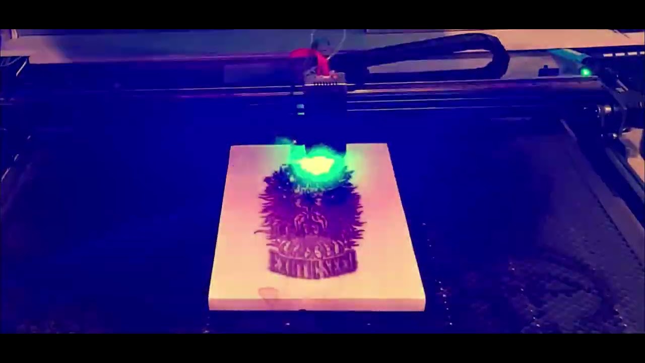 Brad's Wooden Exotic Seeds Logo Laser Timelapse creation