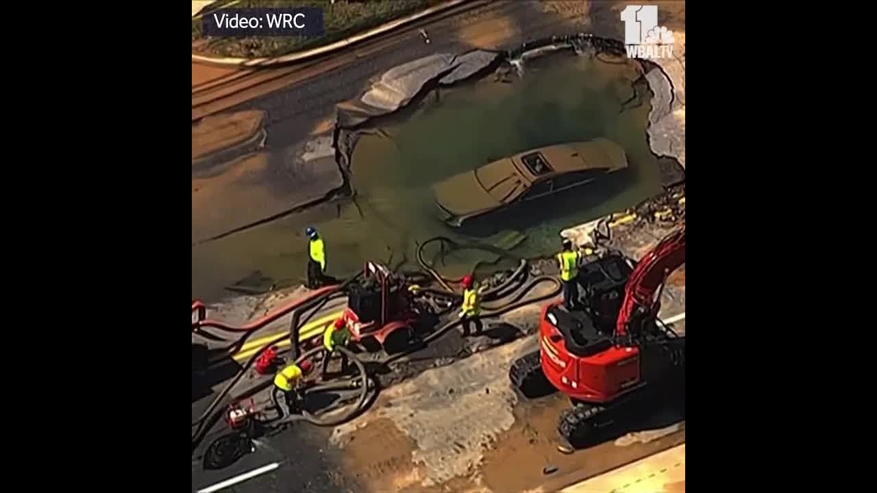 Sinkhole swallows car in Upper Marlboro YouTube