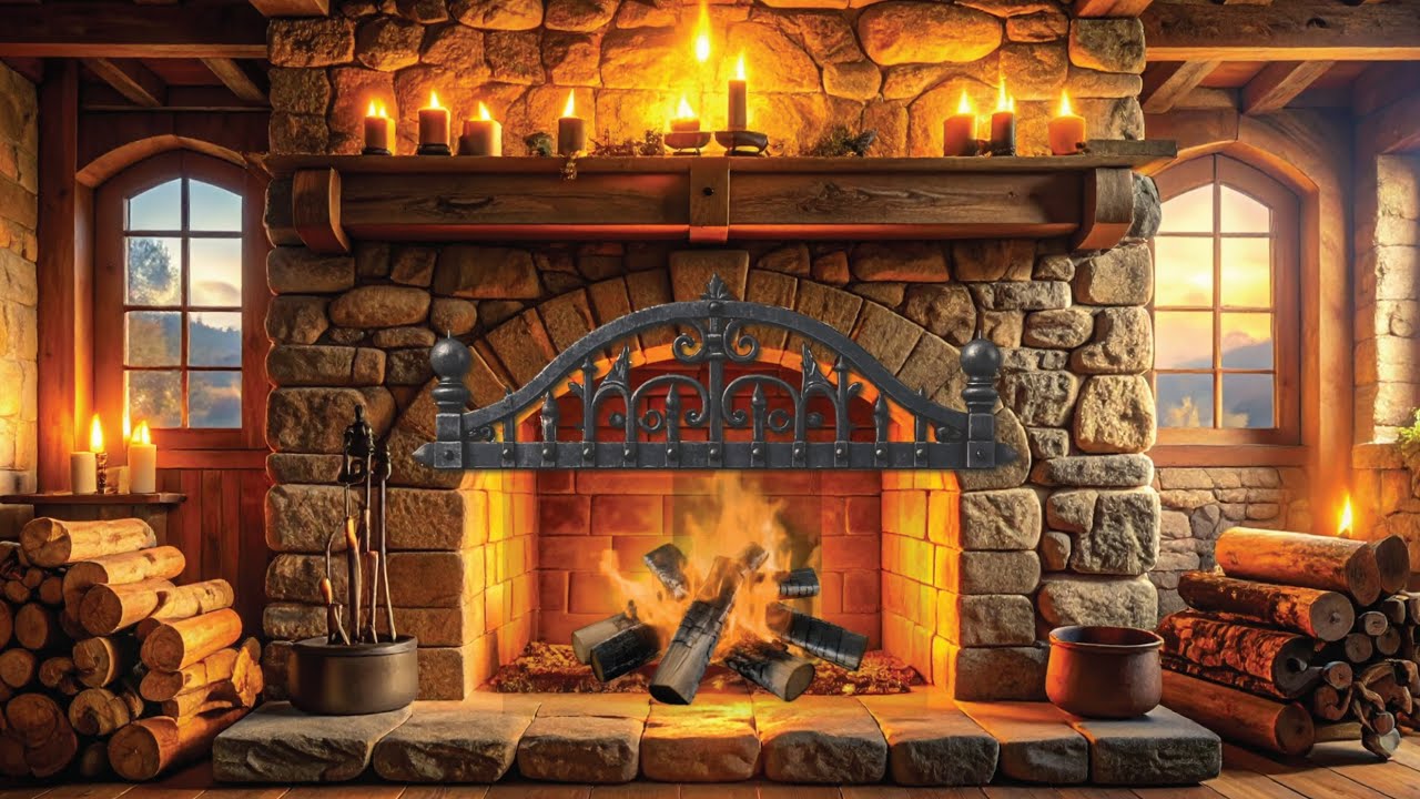 Cozy Medieval Cottage Fireplace Ambience – Relaxing Music for Reading & Meditation