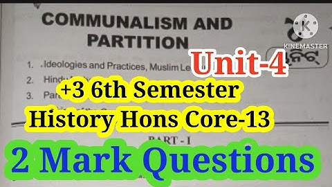 +3 6th Semester History Hons Core-13 | Unit-4 | 2 Marks Short Questions with Answers |