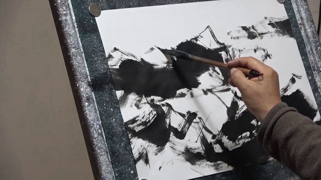 Sun Rising On Ink 하늘밭 수묵화 교실-일출 Sun rise Ink paintng - YouTube