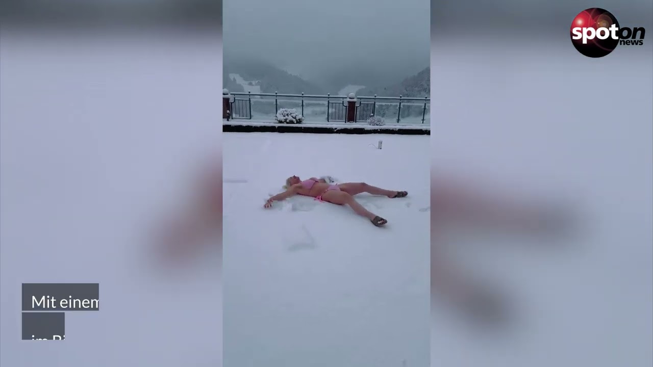 Daniela Katzenberger macht im Bikini einen Schneeengel