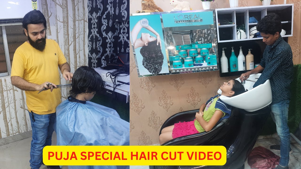 My daughter hair cut video hair cutting for girls Pujo Special Hair
