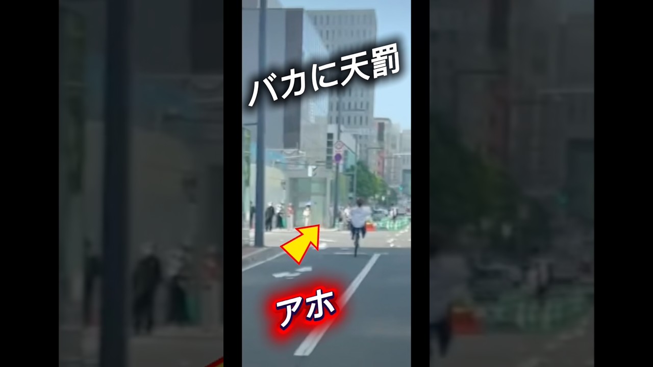 チャリカス→天罰当たるw #ドラレコ #automobile #事故 #運行 #喧嘩 #天罰 #信号無視