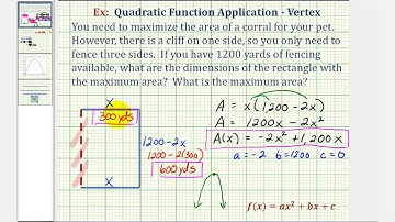 Ex: Quadratic Function Application - Maximum Area