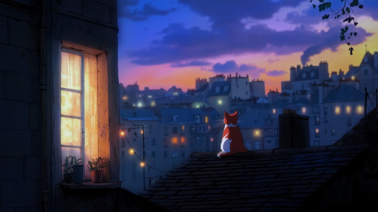 romantic night on a 1930s rooftop | soft oldies echo from another room