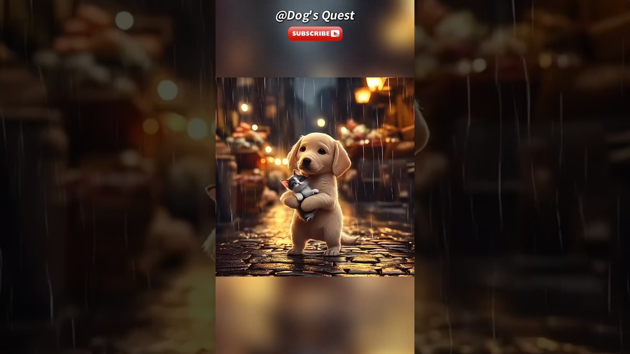 🐱Cute dog rescued the poor little animal