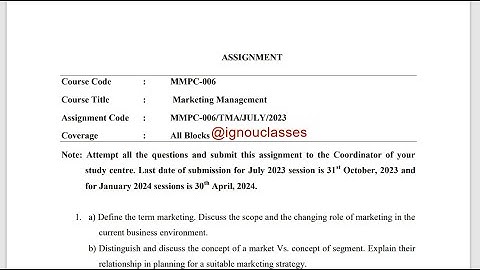 IGNOU MMPC-006 Solved Assignment July 2023 Jan 2024 [FREE] || IGNOU MBA || Marketing Management