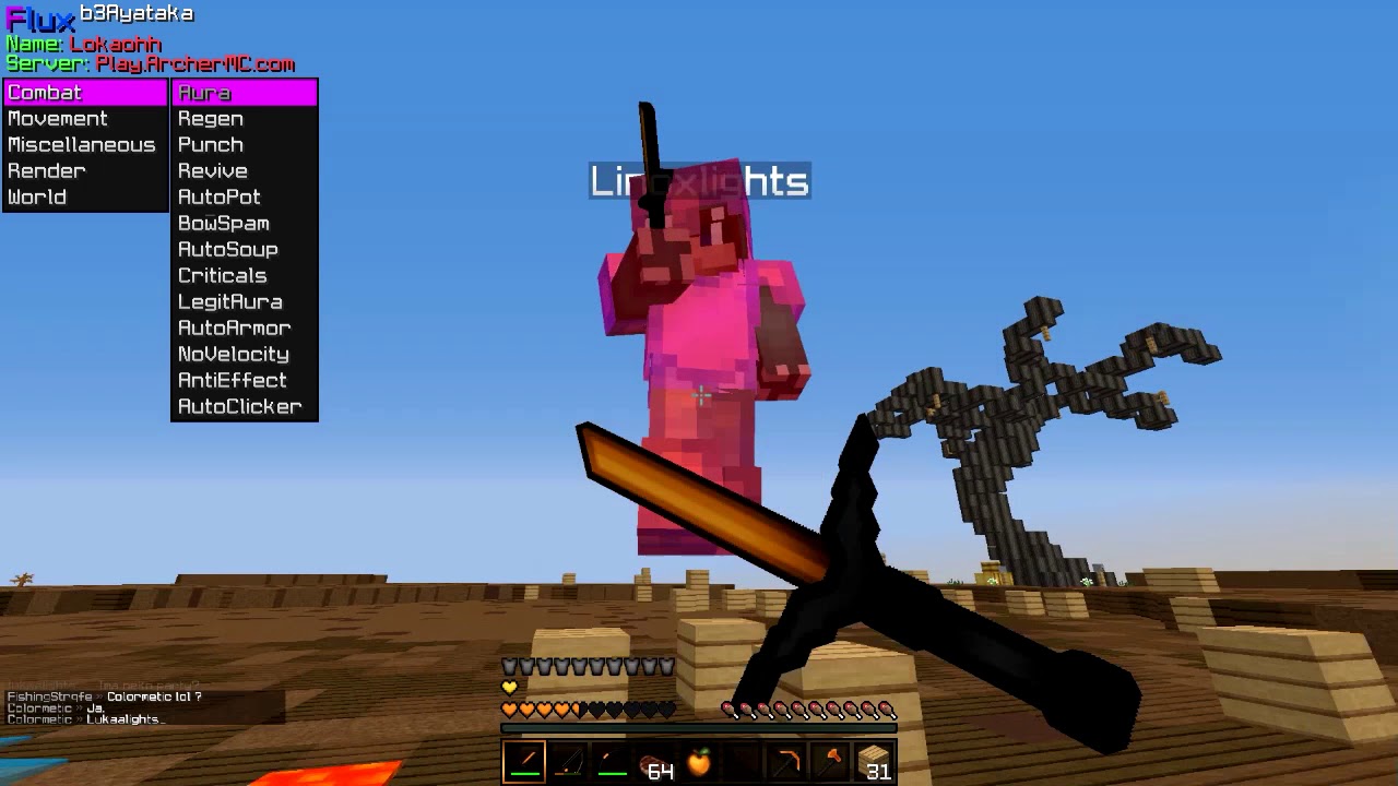 LinoX destroyed with Flux Hacked Client MINECRAFT