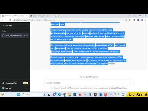 Master in JavaScript Quickly Using ChatGPT Open AI ChatGPT for JavaScript basic HTML DOM