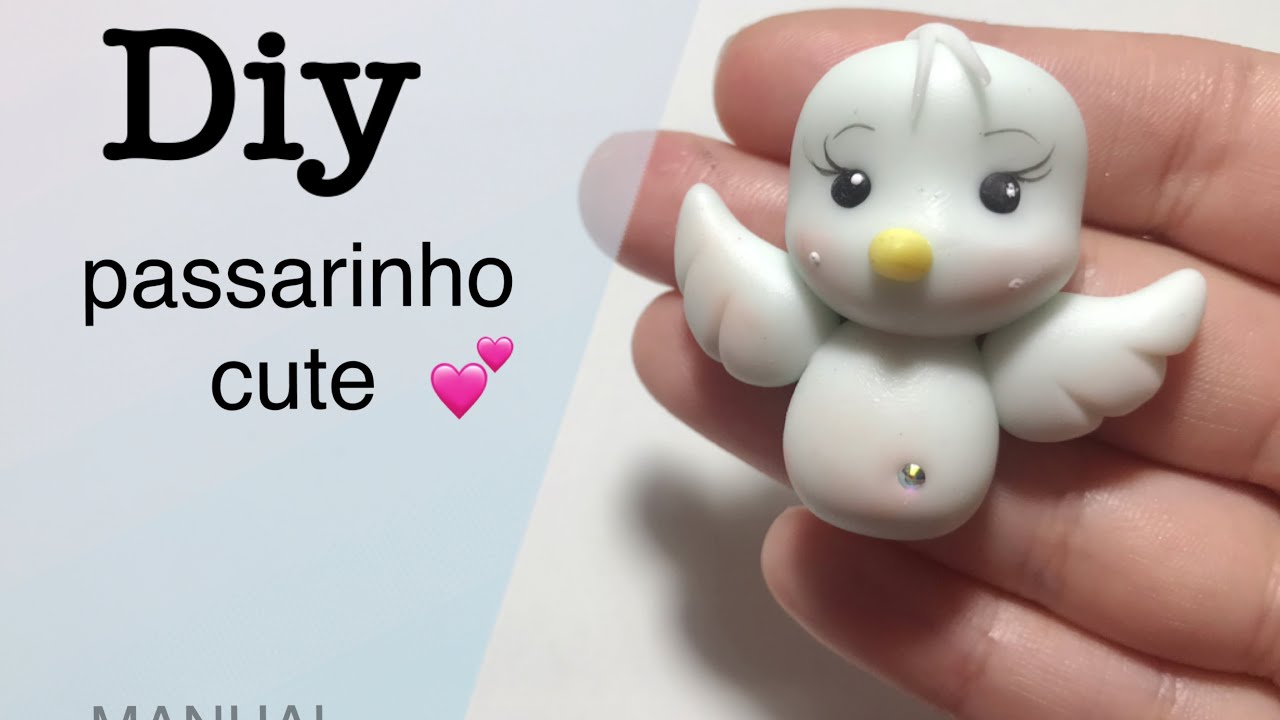 Diy aplique passarinho cute em biscuit  / manual