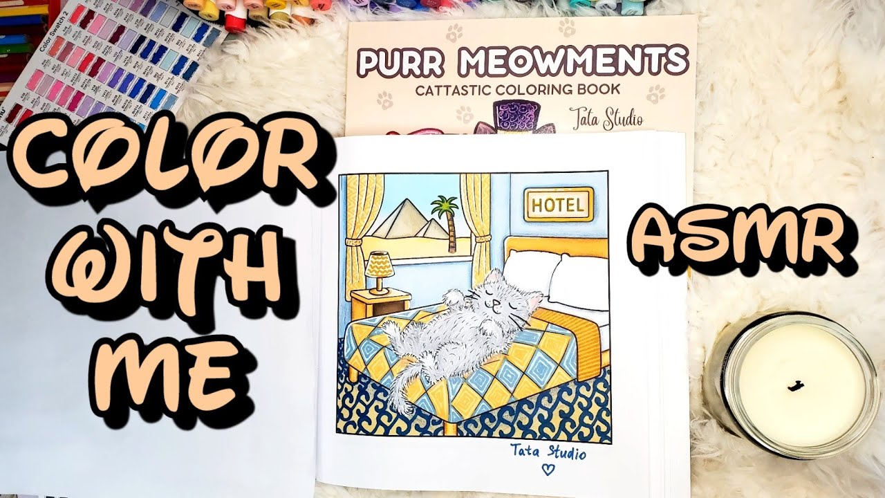 ASMR Color with me Comfy Cat in Egypt 😌 Peaceful Coloring for Relaxation & Stress Relief 
