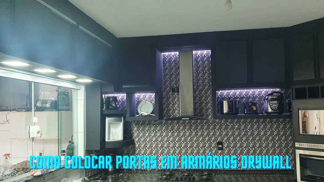 COLOCANDO  PORTAS DE MDF EM ARMARIO DRYWALL